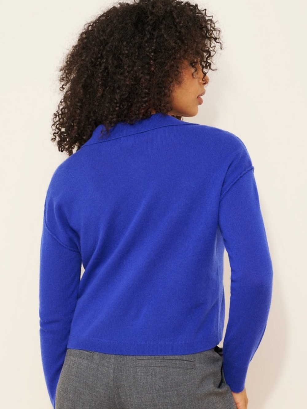 Small Anthropologie pilcro Jensen cashmere cropped collar sweater sapphire blue - Picture 8 of 14